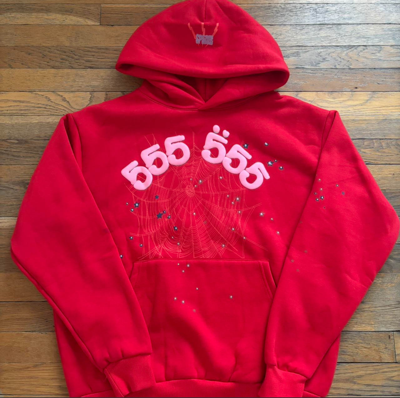 Sp5der 555555 Angel Number Hoodie Red