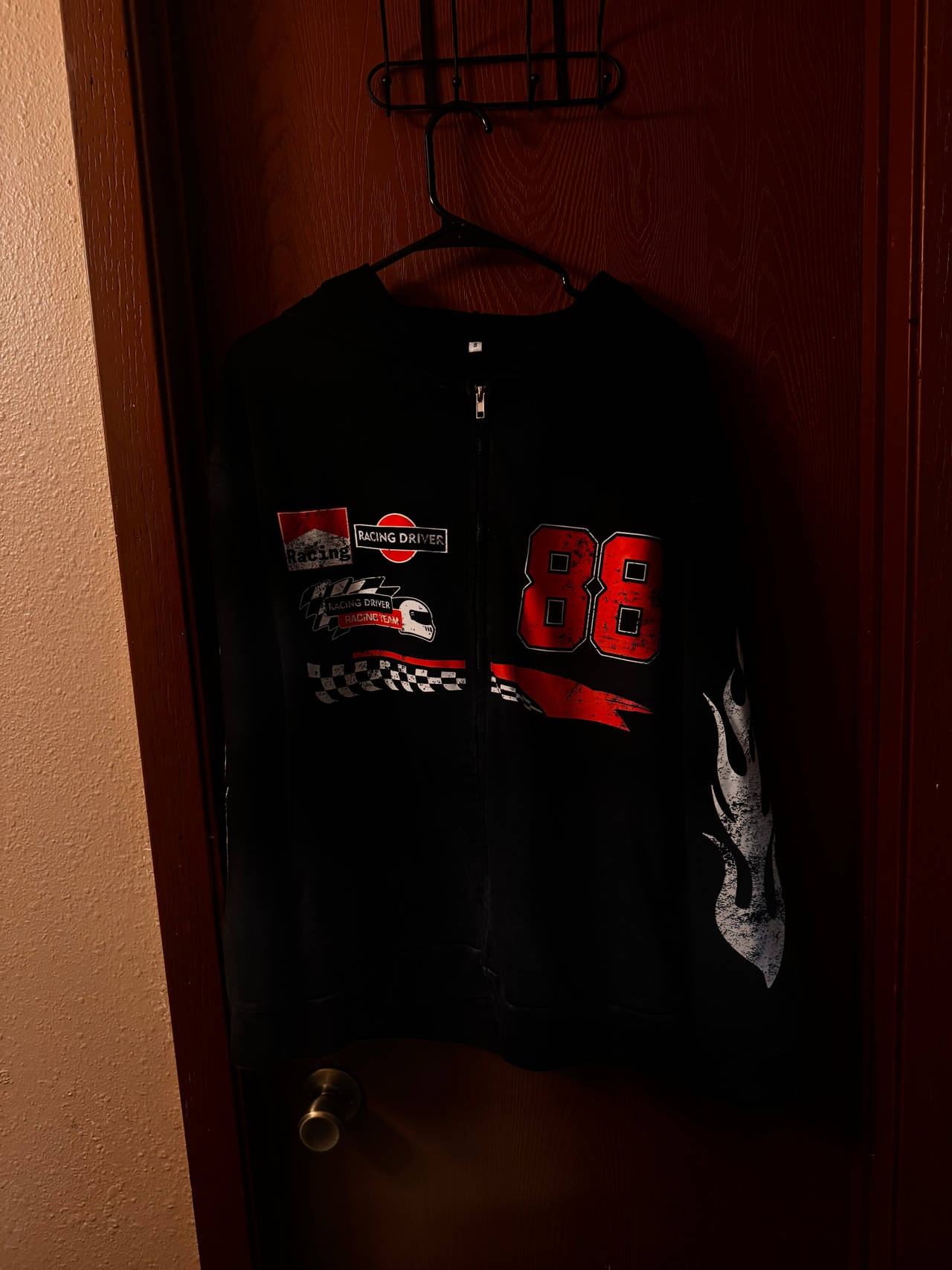 Black Racing Graphic Zip-Up Hoodie 88
