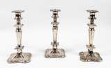 Vintage Ornate English Silver Plated Candlesticks - Set of 3 - Image 1