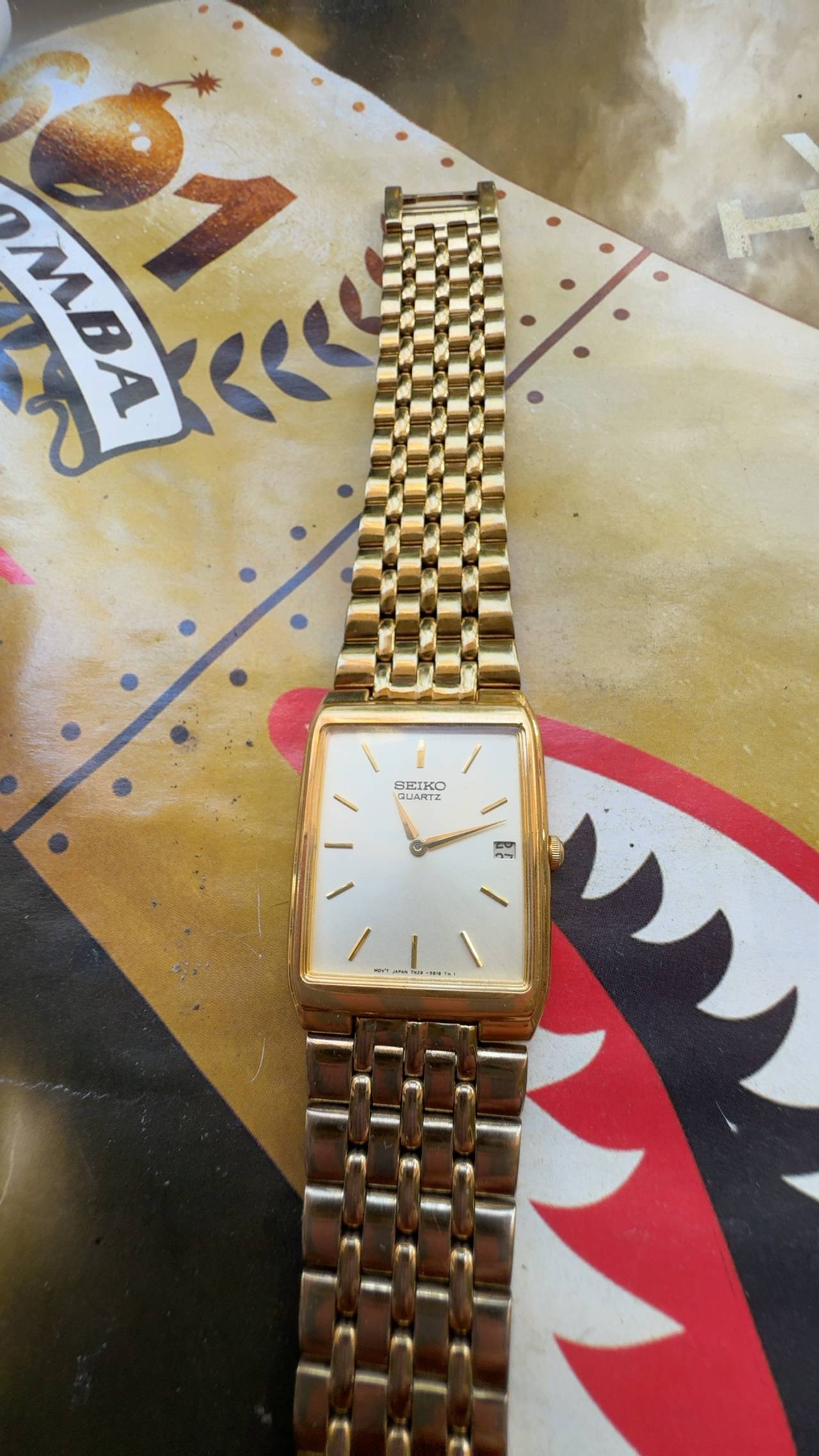 Seiko Gold Tone Quartz Tank Watch