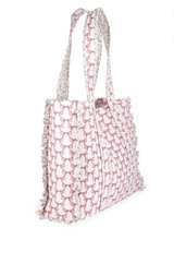 No Boundaries Quilted Tote Bag Pink Bow Print NEW - Image 3
