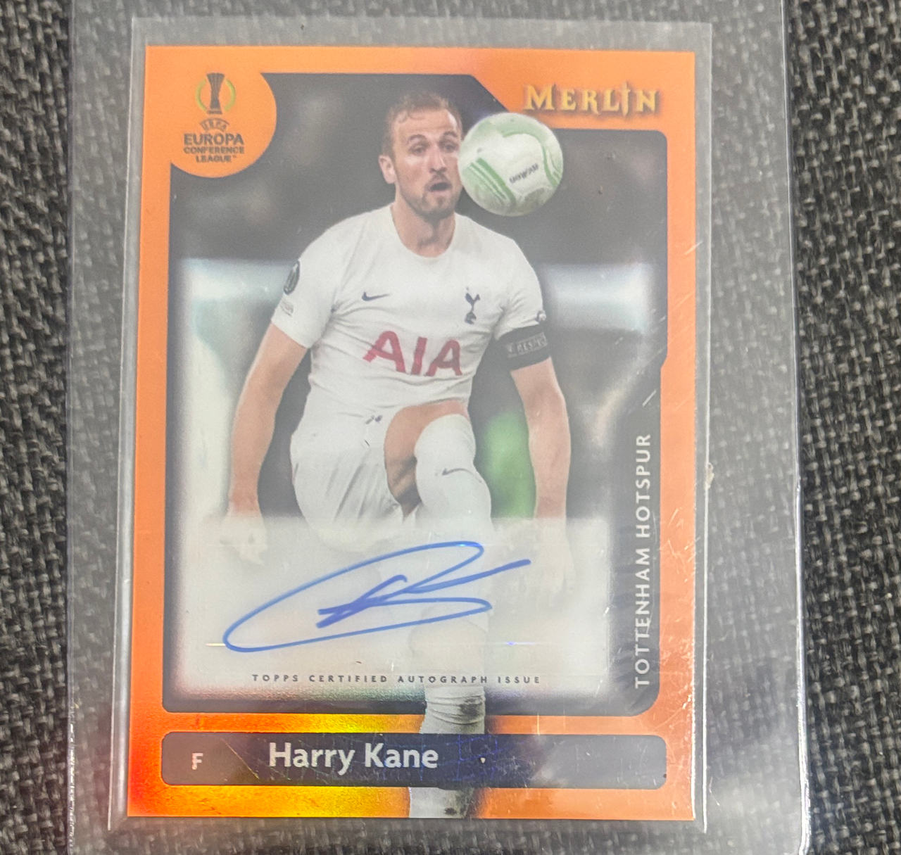 2021-22 Topps Merlin Heritage Harry Kane Orange Autograph /25