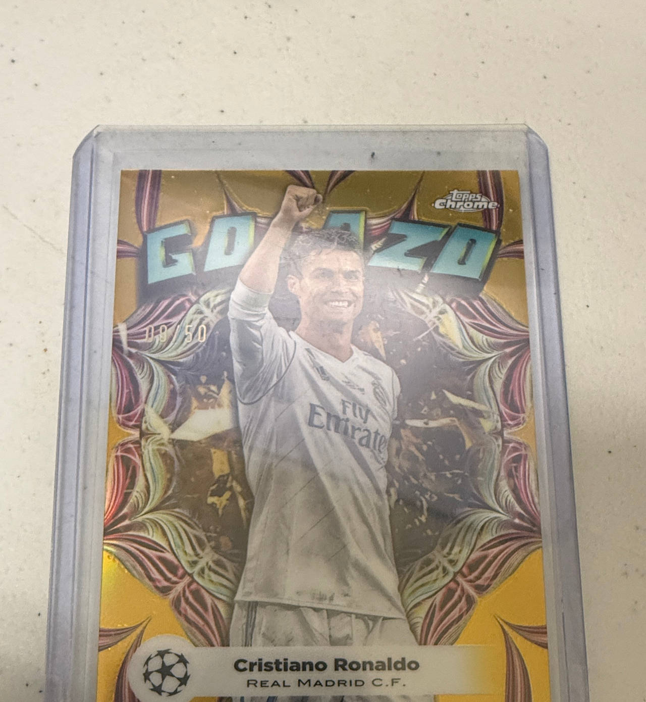 Cristiano Ronaldo 2024 Topps Chrome UEFA Golazo Gold Refractor /50