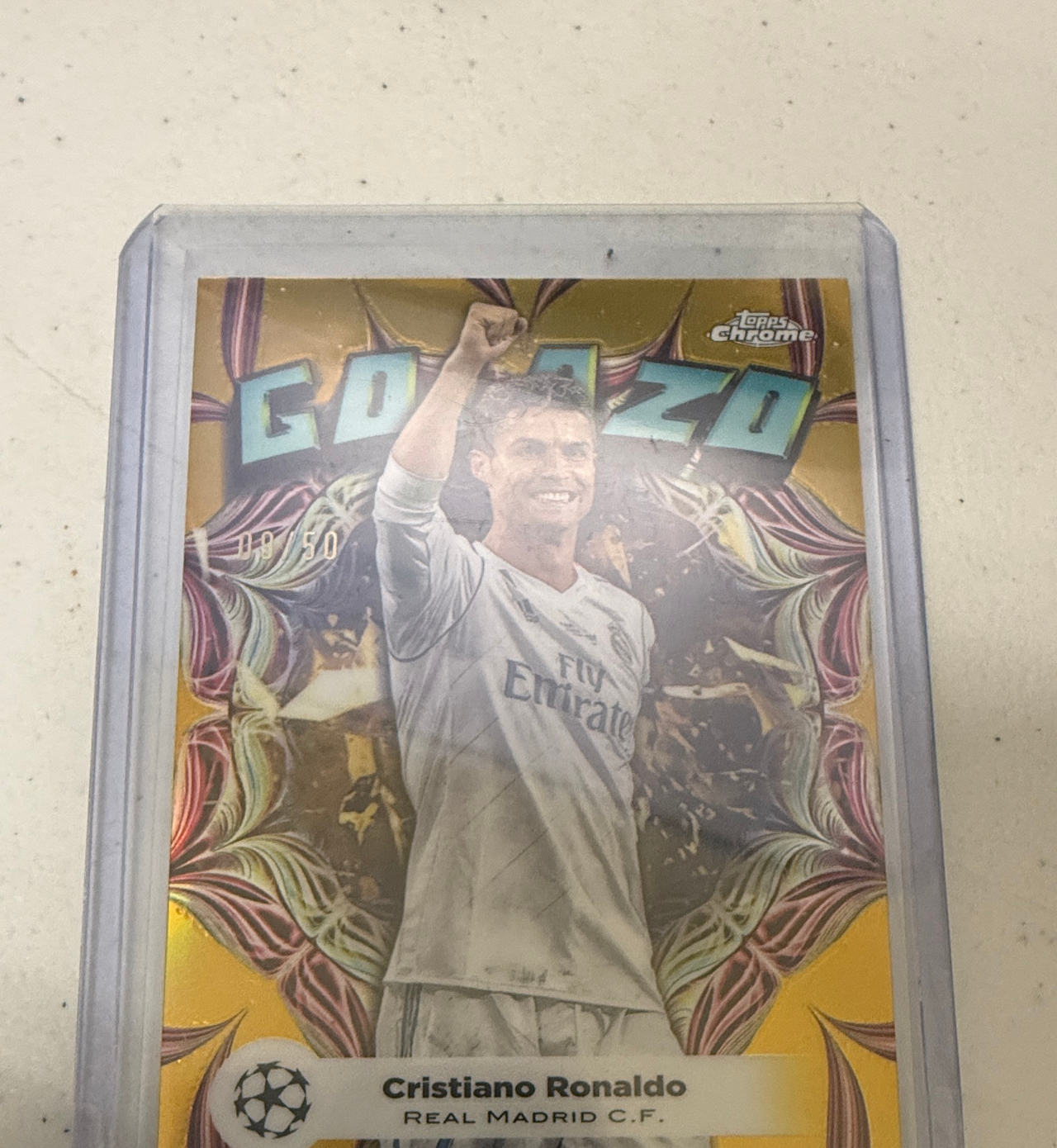 Cristiano Ronaldo 2024 Topps Chrome UEFA Golazo Gold Refractor /50