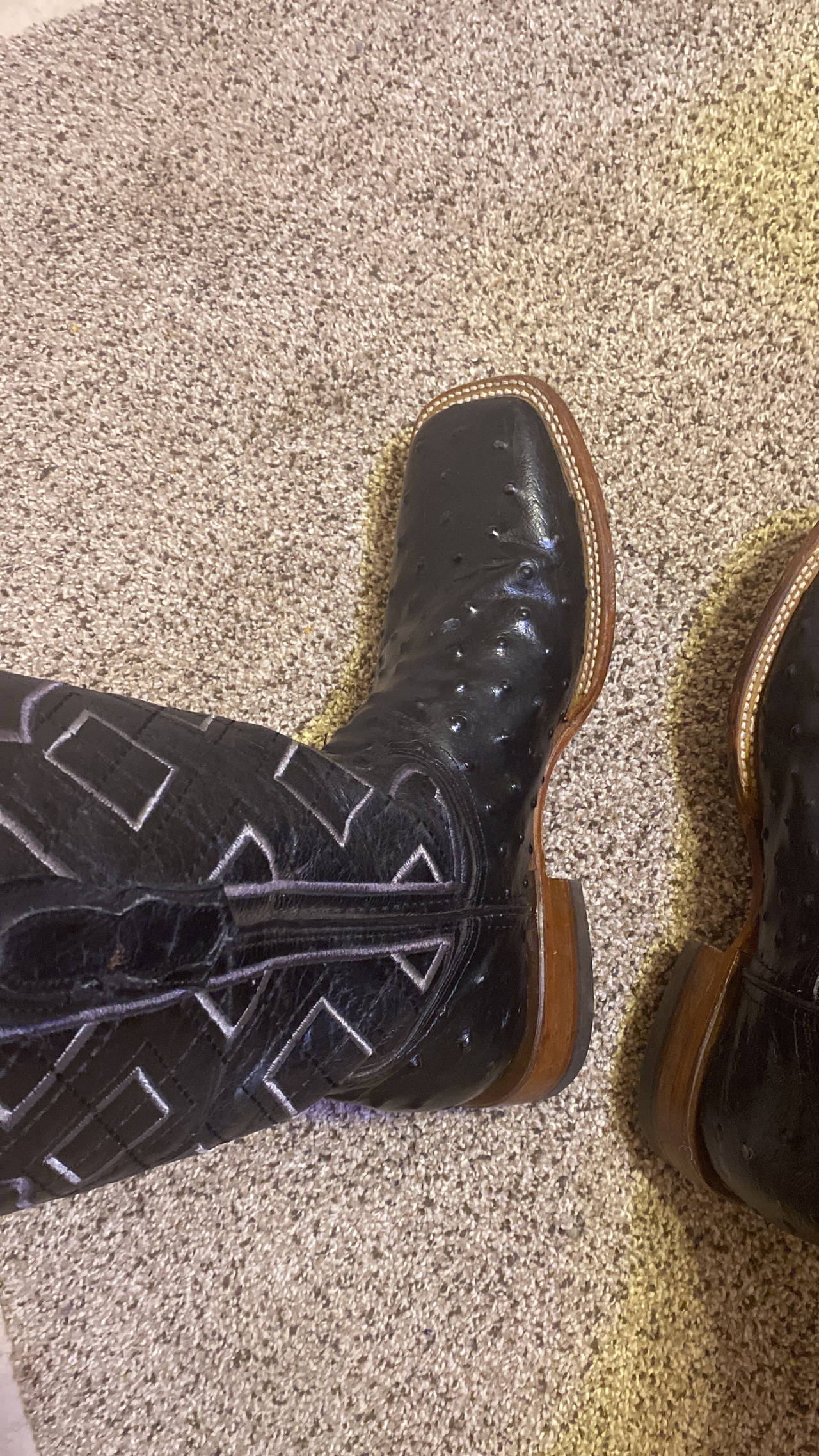 Ostrich Leather Cowboy Boots
