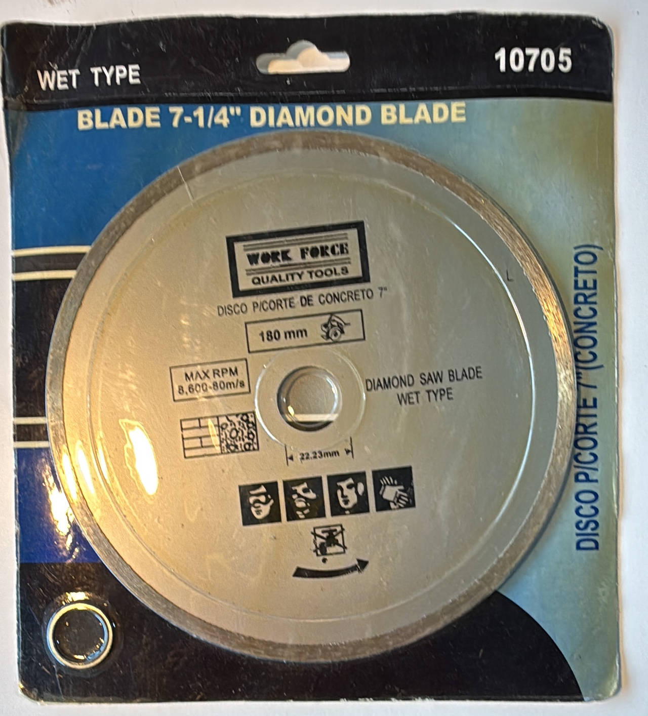 Work Force 7-1/4" Diamond Blade Wet Type 10705
