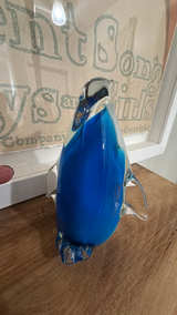 Murano Glass Penguin Figurine Blue & White - Image 2