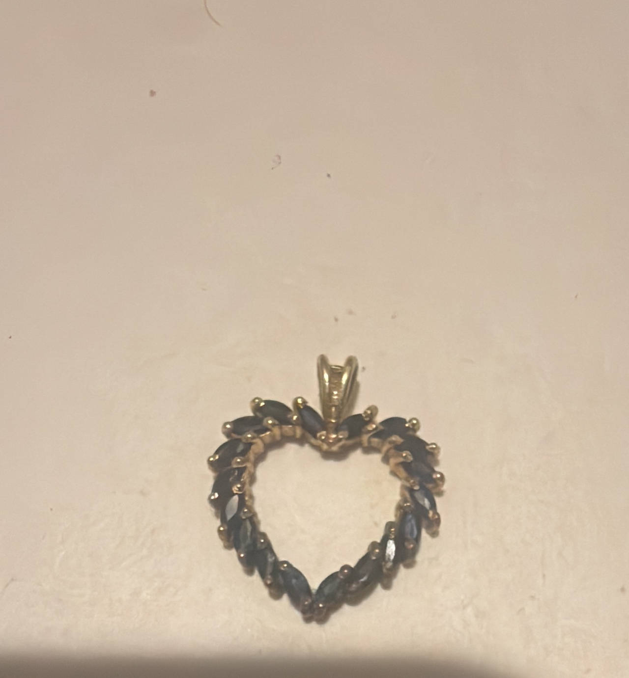 Marquise Sapphire Heart Pendant in Gold