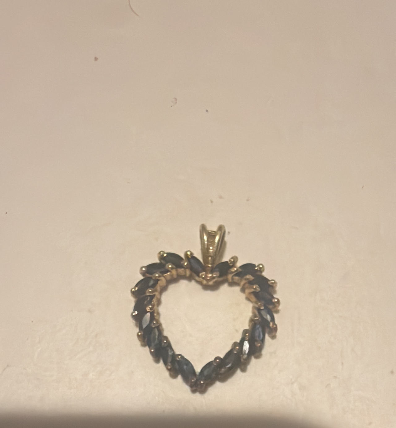 Marquise Sapphire Heart Pendant in Gold