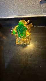 Green and Gold Laughing Buddha on Dragon Statue - Image 3
