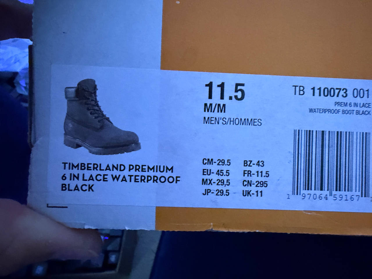 Timberland Premium 6-Inch Waterproof Boot Black men’s size 11.5
