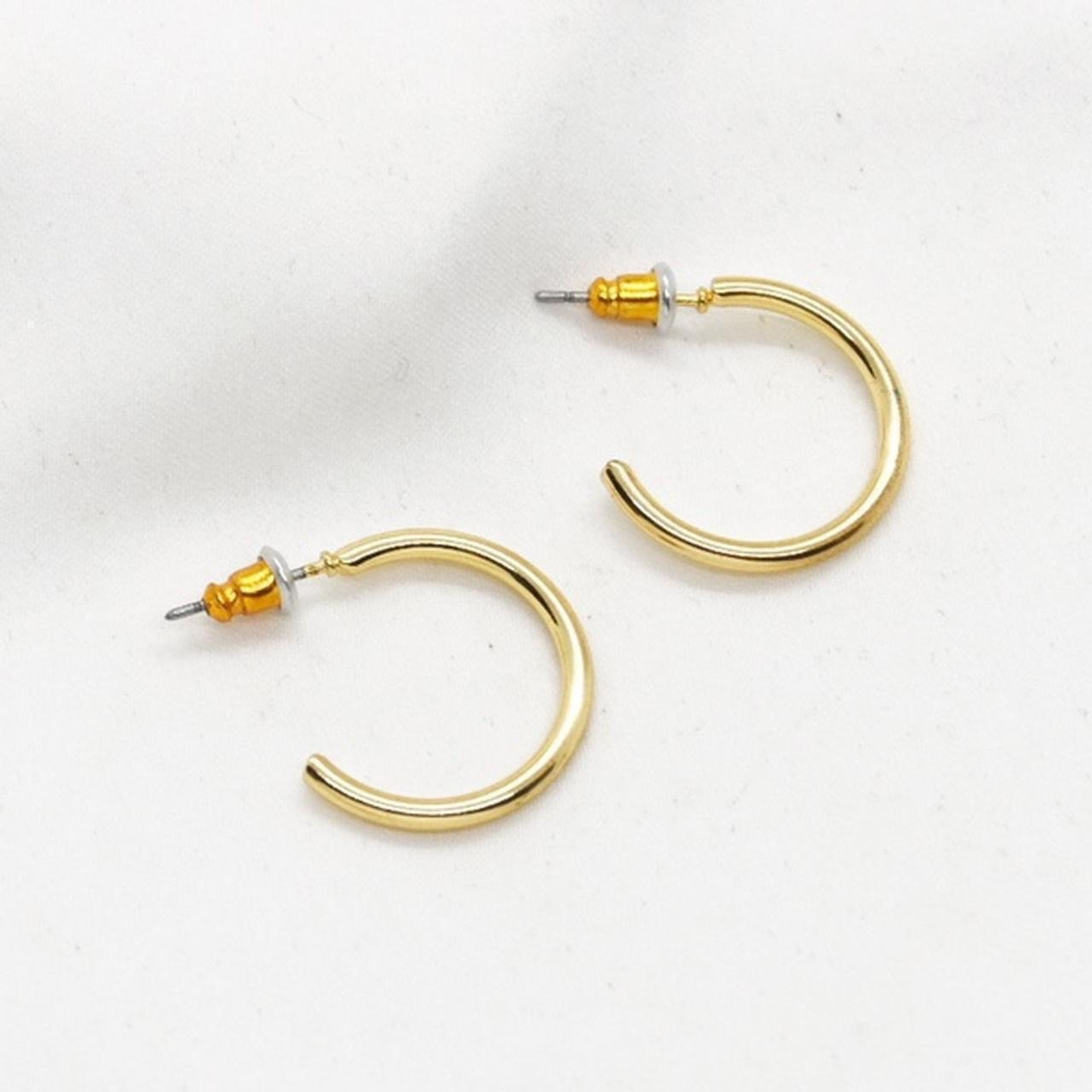 Elaine Thin Mini Gold Hoops - Image 3