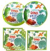 Watercolor Dinosaur Birthday Party Supplies, 20 Plates and 20 Napkin, for Kids - Image 1