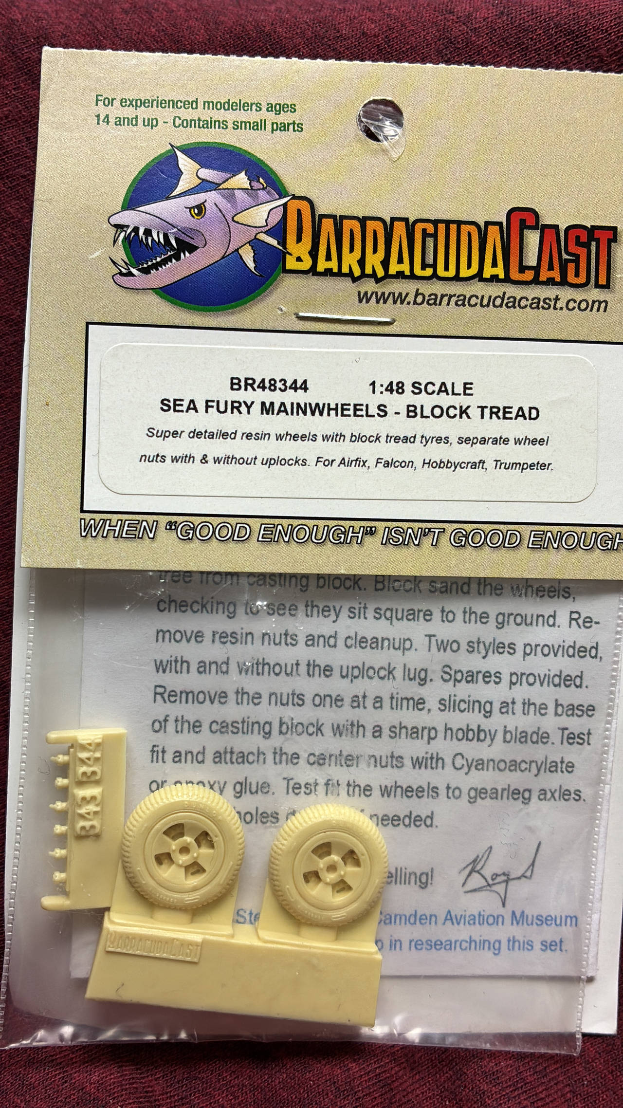 BarracudaCast 1:48 Sea Fury Mainwheels - Block Tread