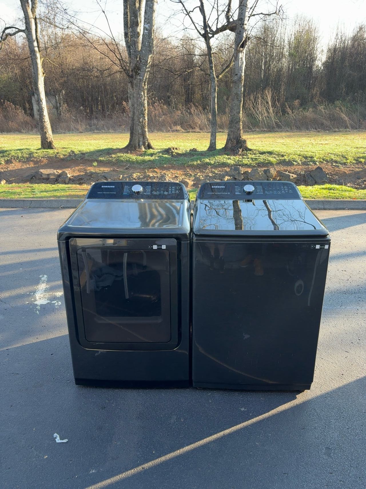 Samsung 27" Black Top Load Washer & Dryer Set
