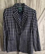 Lauren Ralph Lauren Windowpane Plaid Blazer Jacket Blue Size 4 - Image 1
