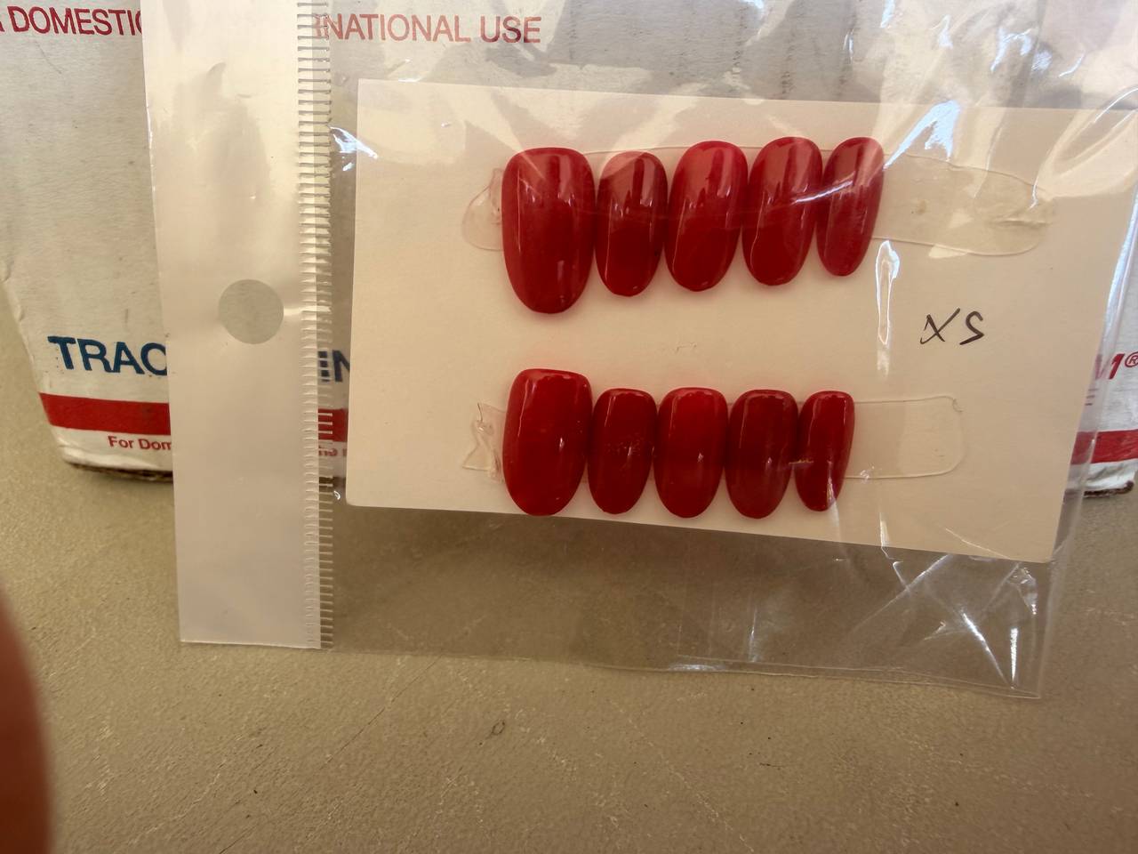 Red Glossy Press On Nails Size XS