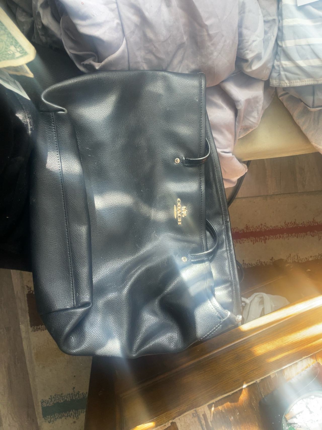 Coach Black Leather Tote Bag