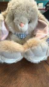 Commonwealth Large Floppy Ear Bunny Plush with Blue Gingham Bow - Image 7