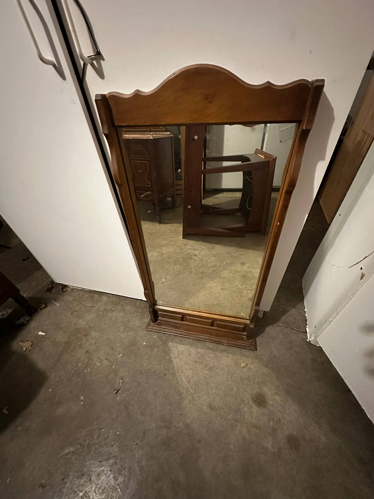 Vintage Wood Framed Dresser Mirror