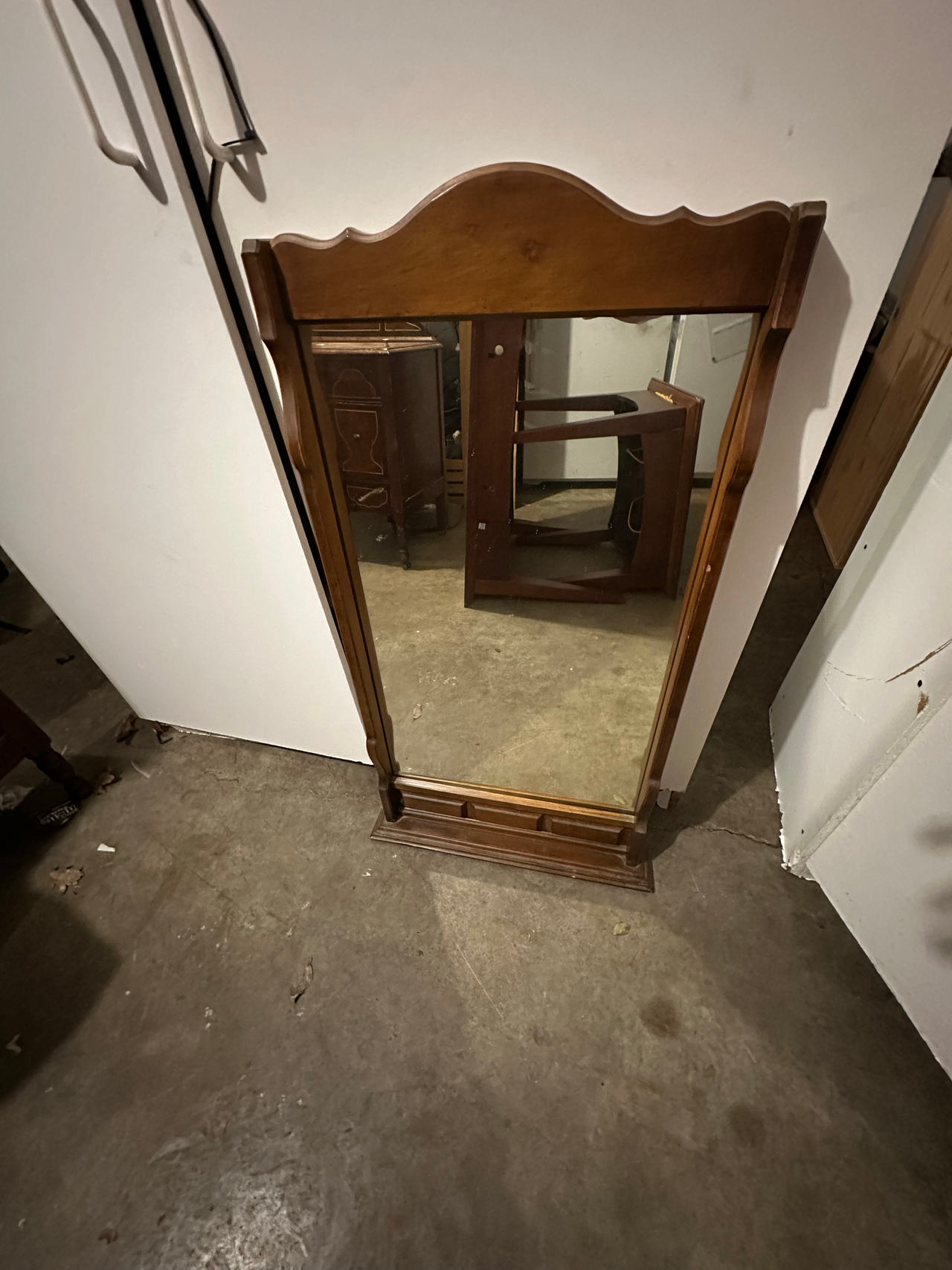 Vintage Wood Framed Dresser Mirror