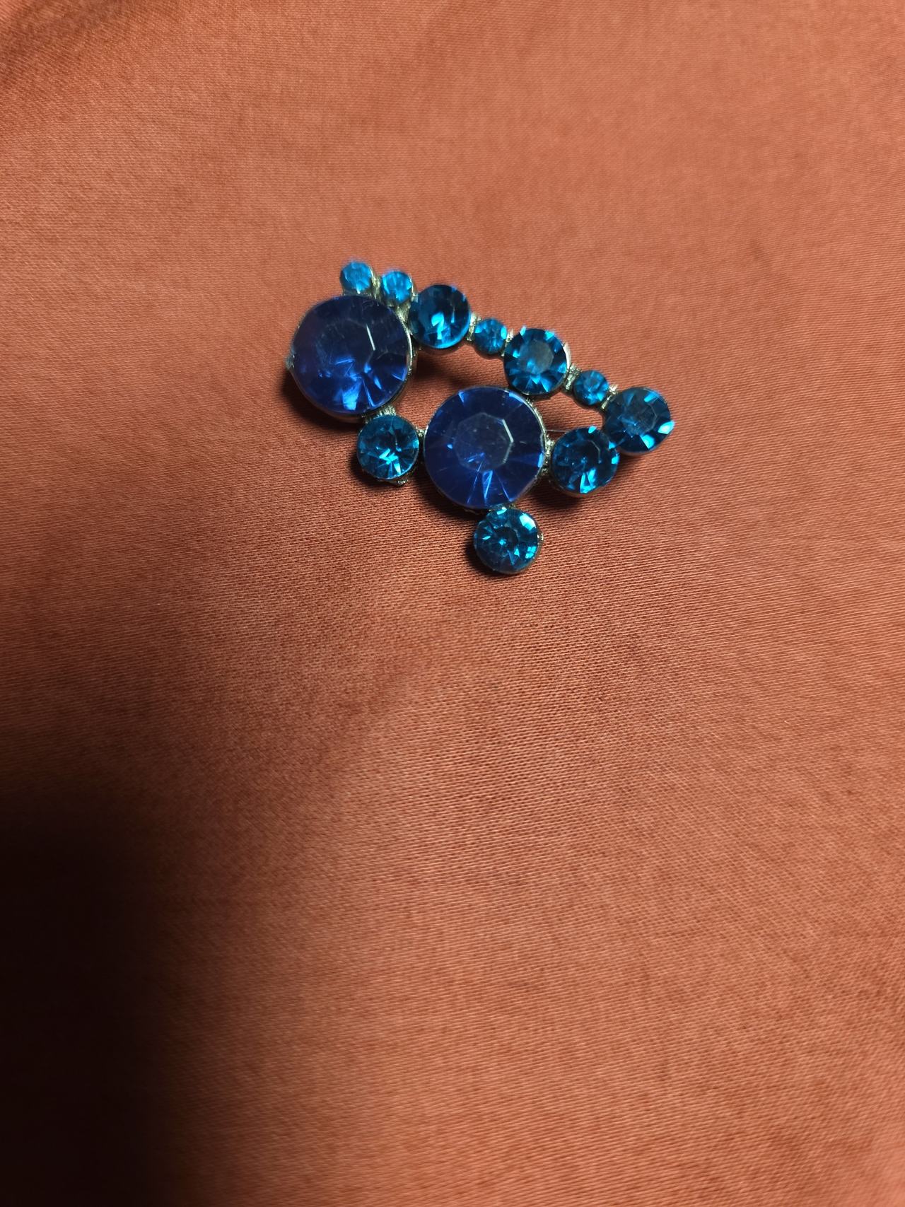 Vintage Blue Rhinestone Brooch Pin