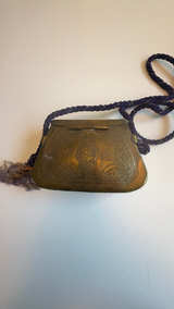 Vintage Etched Brass Purse with Tassel Rope Strap - Image 2