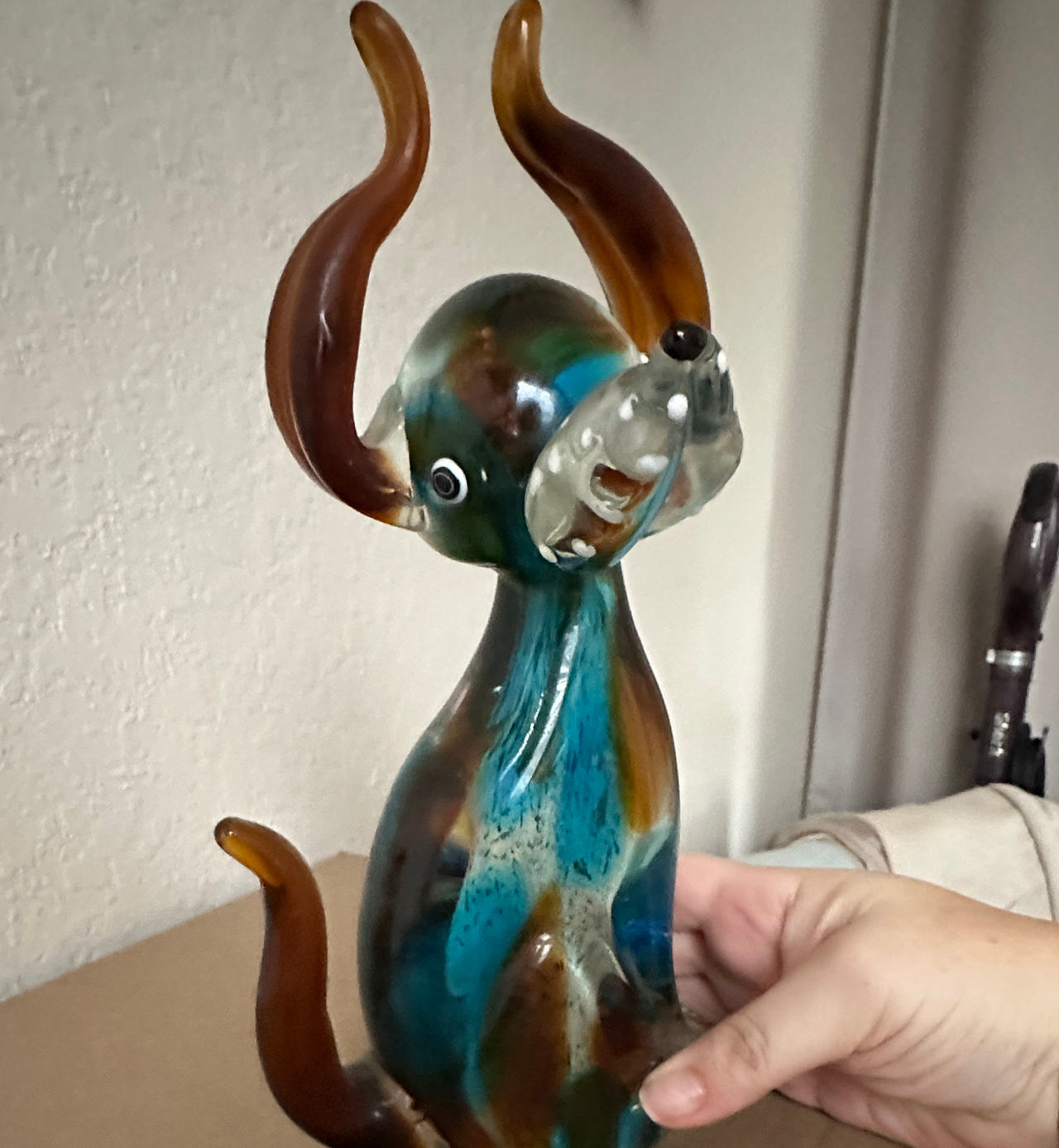 Vintage Murano Style Art Glass Dog Figurine
