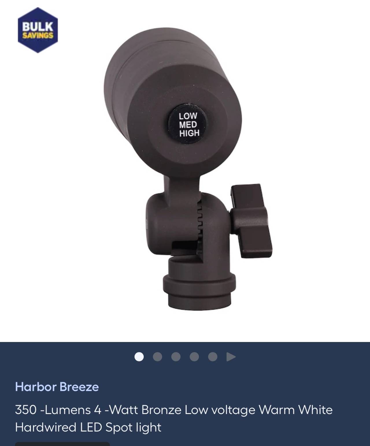 Harbor Breeze 350-Lumen 4-Watt Bronze Low Voltage LED Spot Light