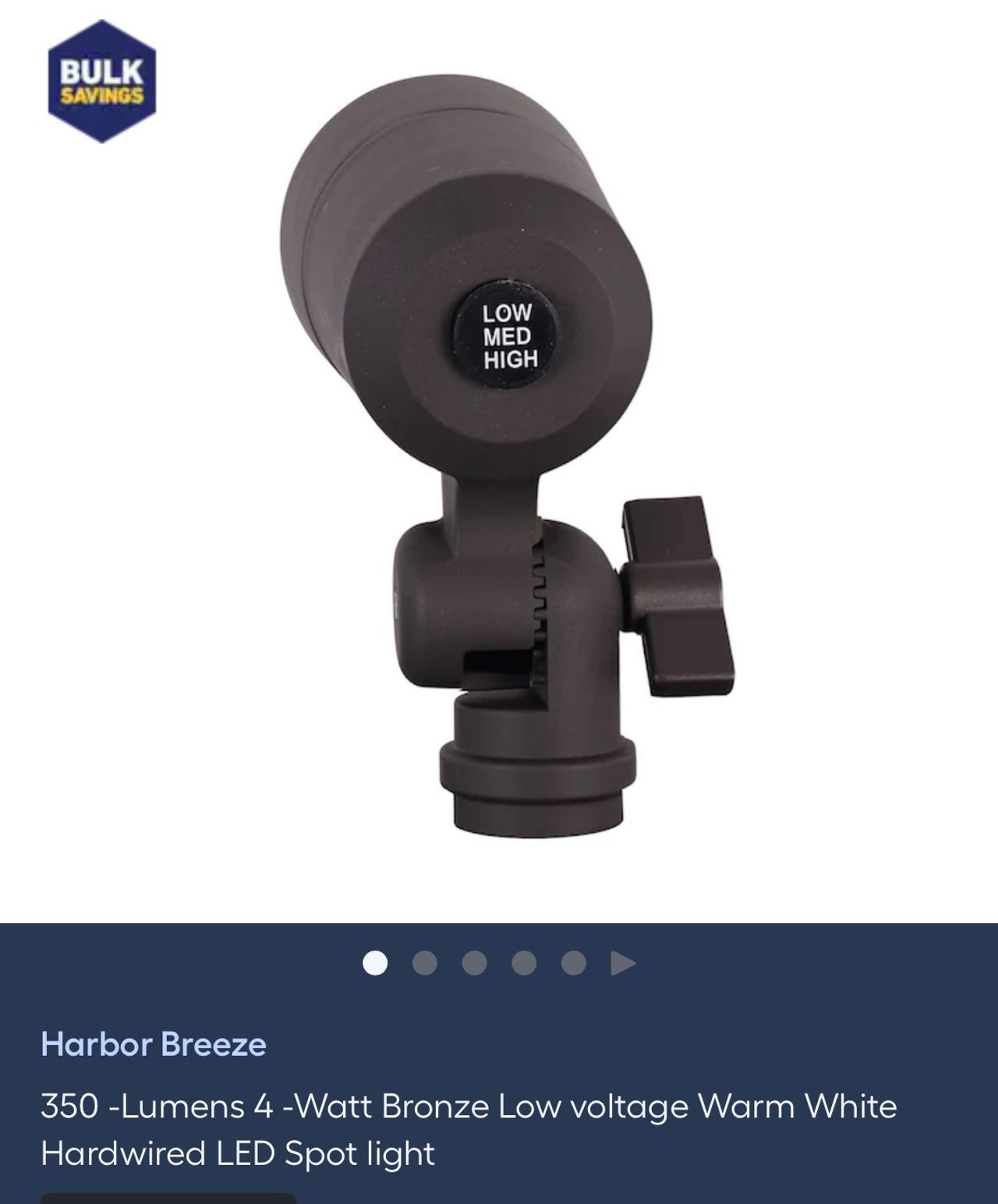 Harbor Breeze 350-Lumen 4-Watt Bronze Low Voltage LED Spot Light