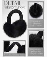 Women Winter Ear Muffs Foldable Ear Warmers Ultra Soft Fluffy Faux Fur ( Black ) - Image 5