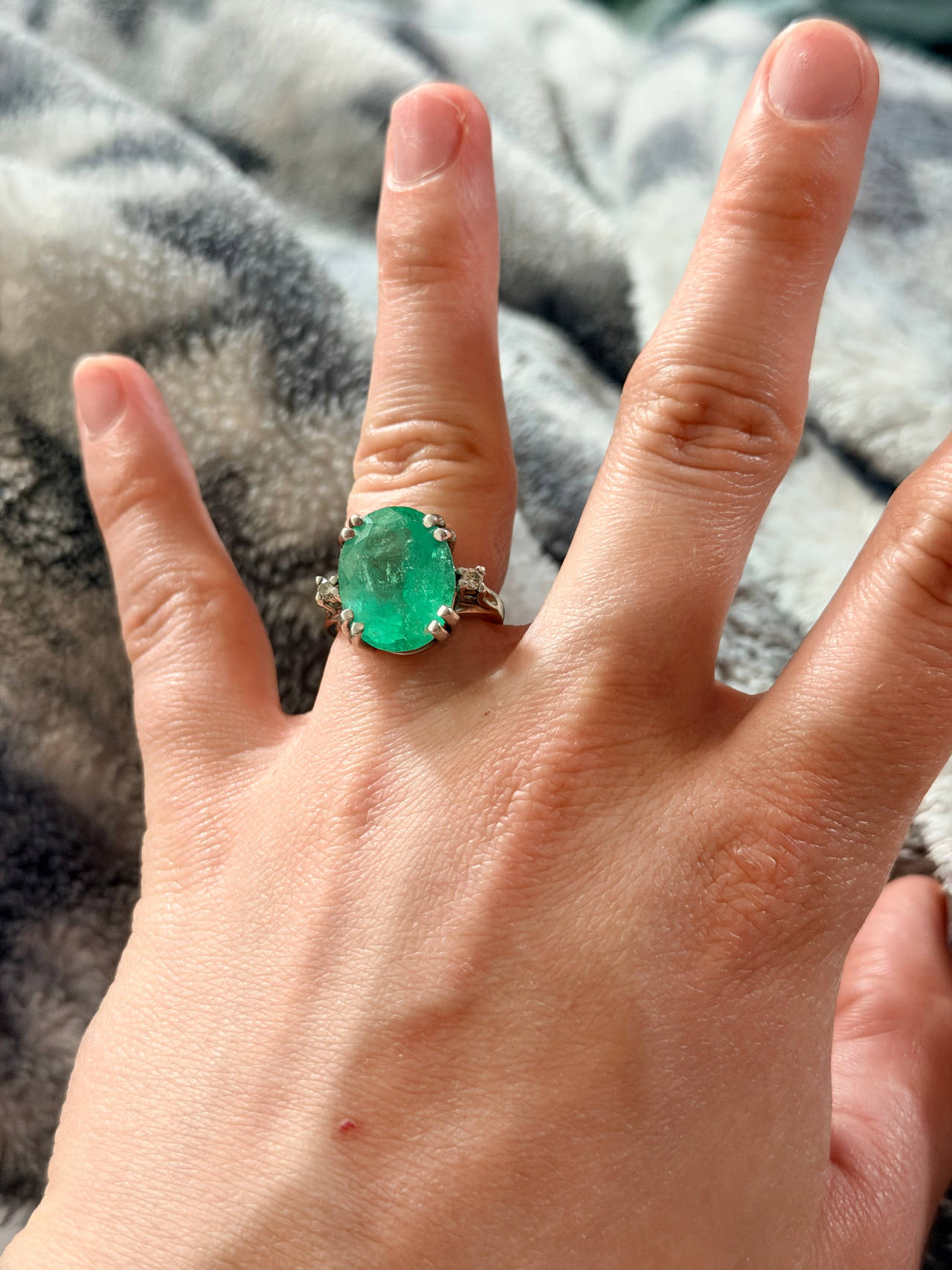 Oval Emerald and Diamond Cocktail Ring