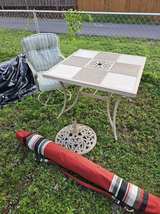 Tile Top Patio Table and Chair Set with Umbrella Base - Image 2