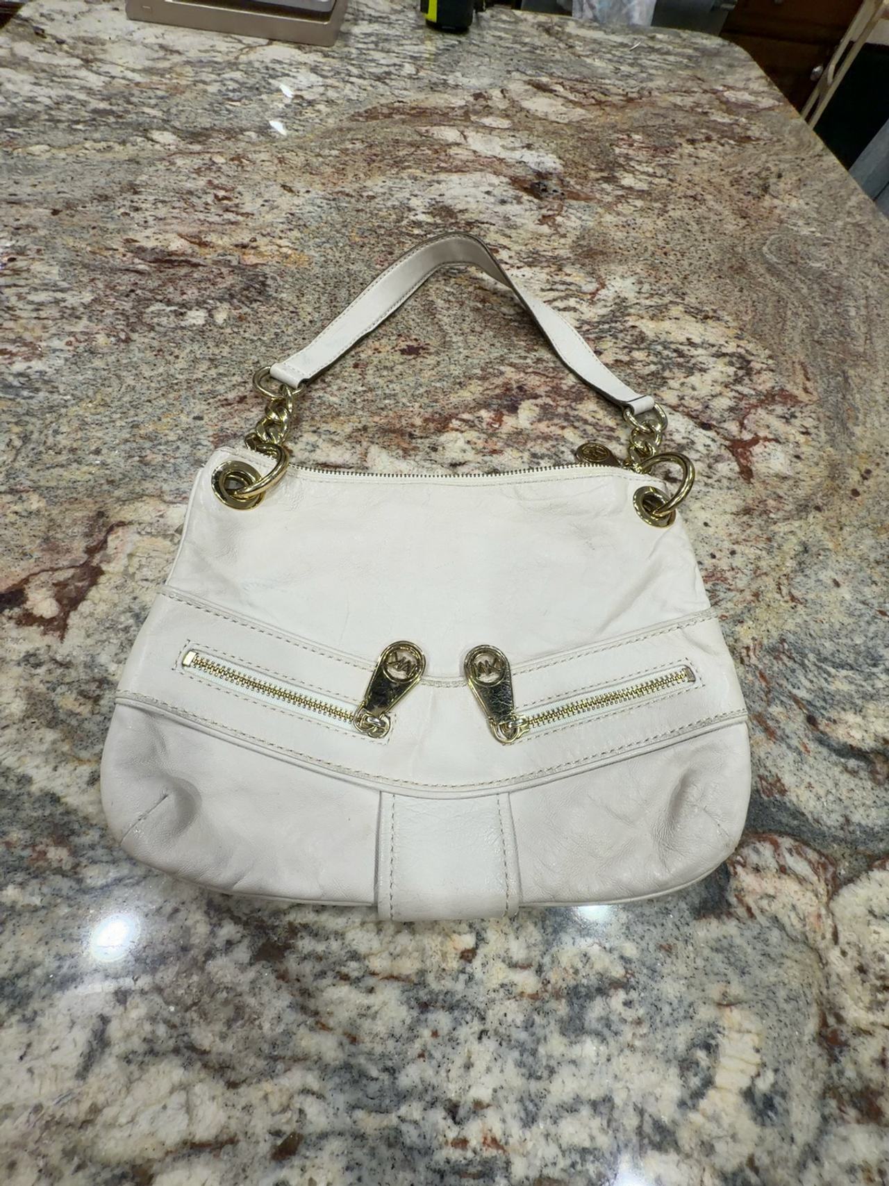 Michael Kors Jamesport Cream White Gold Shoulder Bag