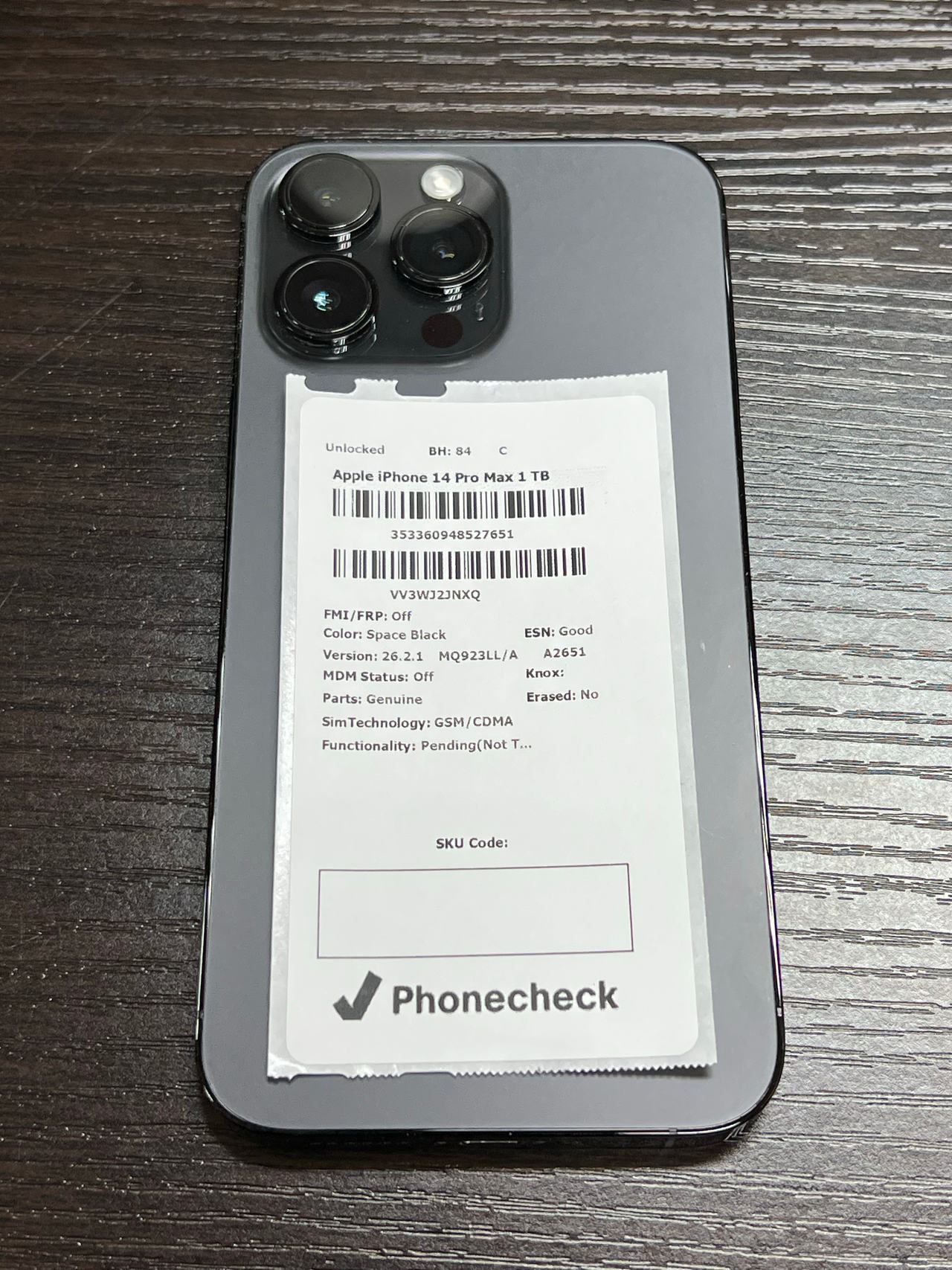 Apple iPhone 14 Pro Max 1TB Space Black unlocked 84% battery health