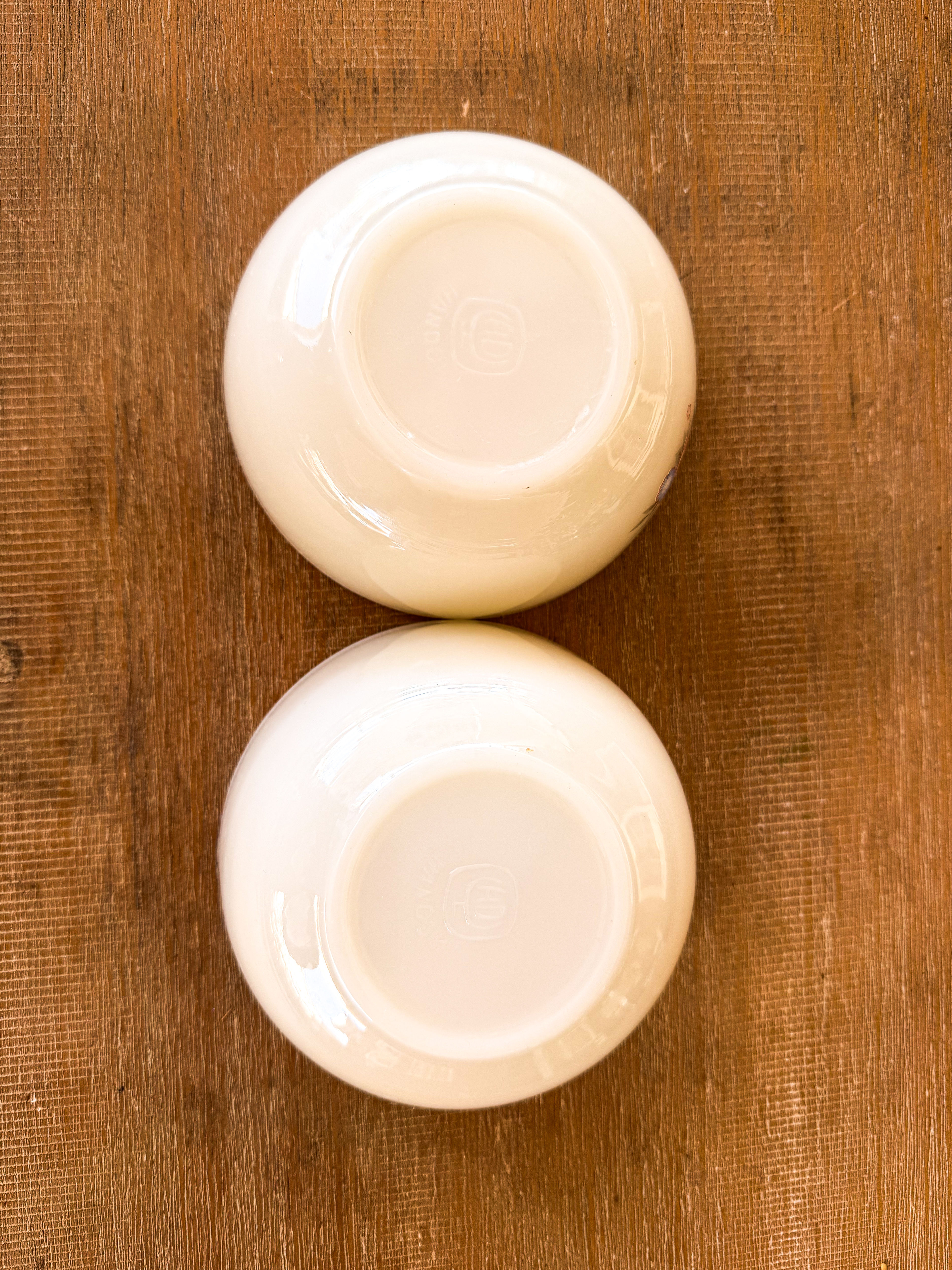 Vintage Milk Glass Cottagecore Floral Bowls – Set of 2 - Image 4