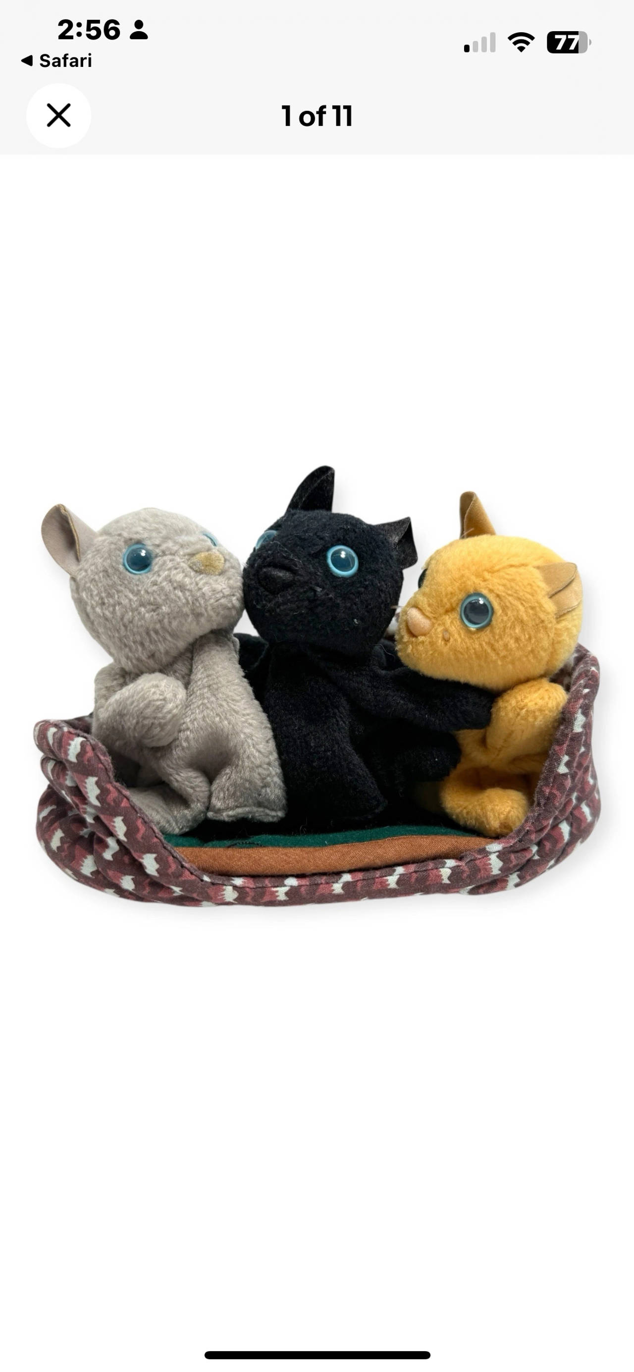 Ty Beanie Babies Purr, Scamper, and Snip with Bed