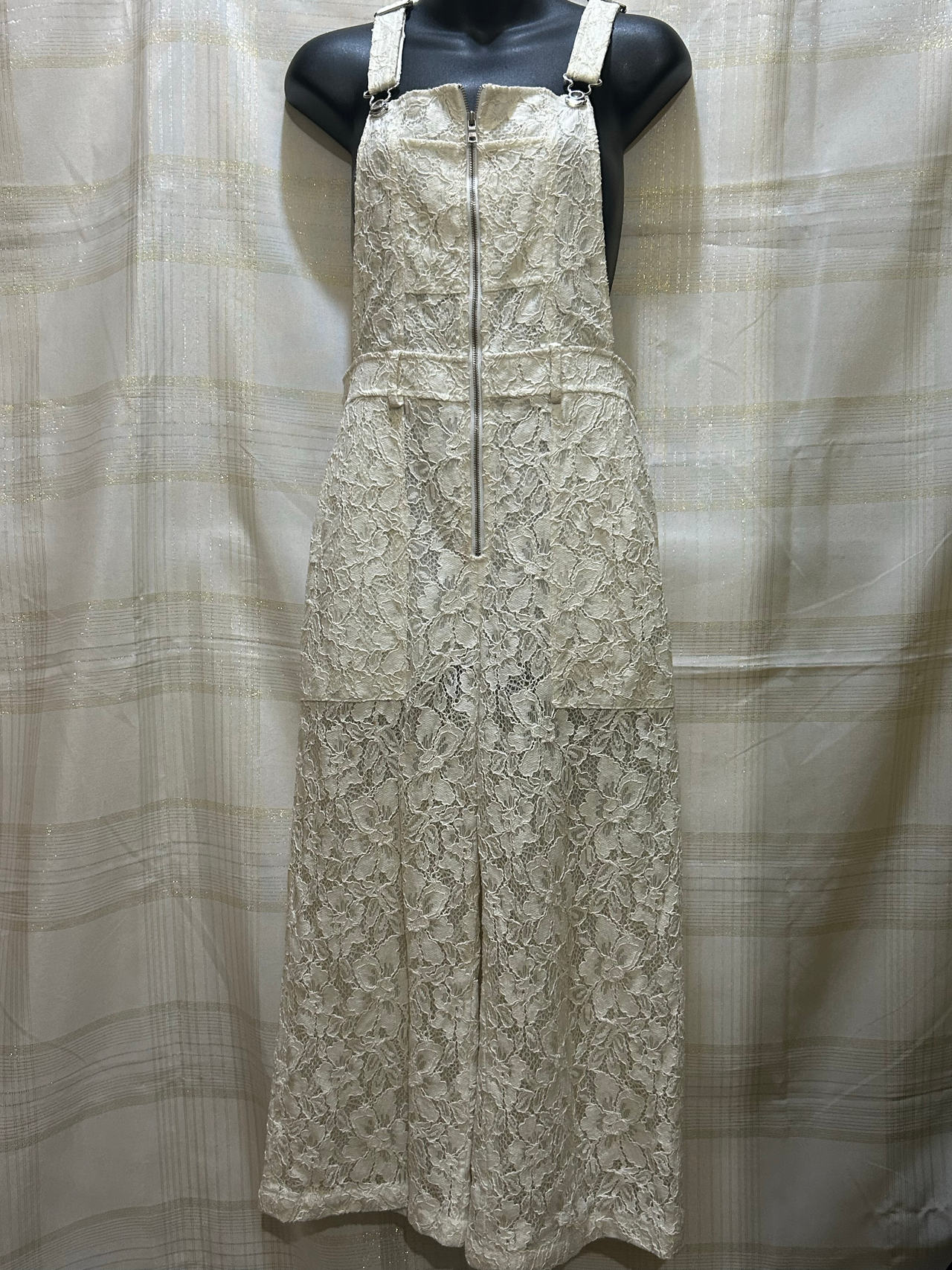 Vintage BCBG MAX AZRIA Lace Zip Front Jumpsuit Overalls