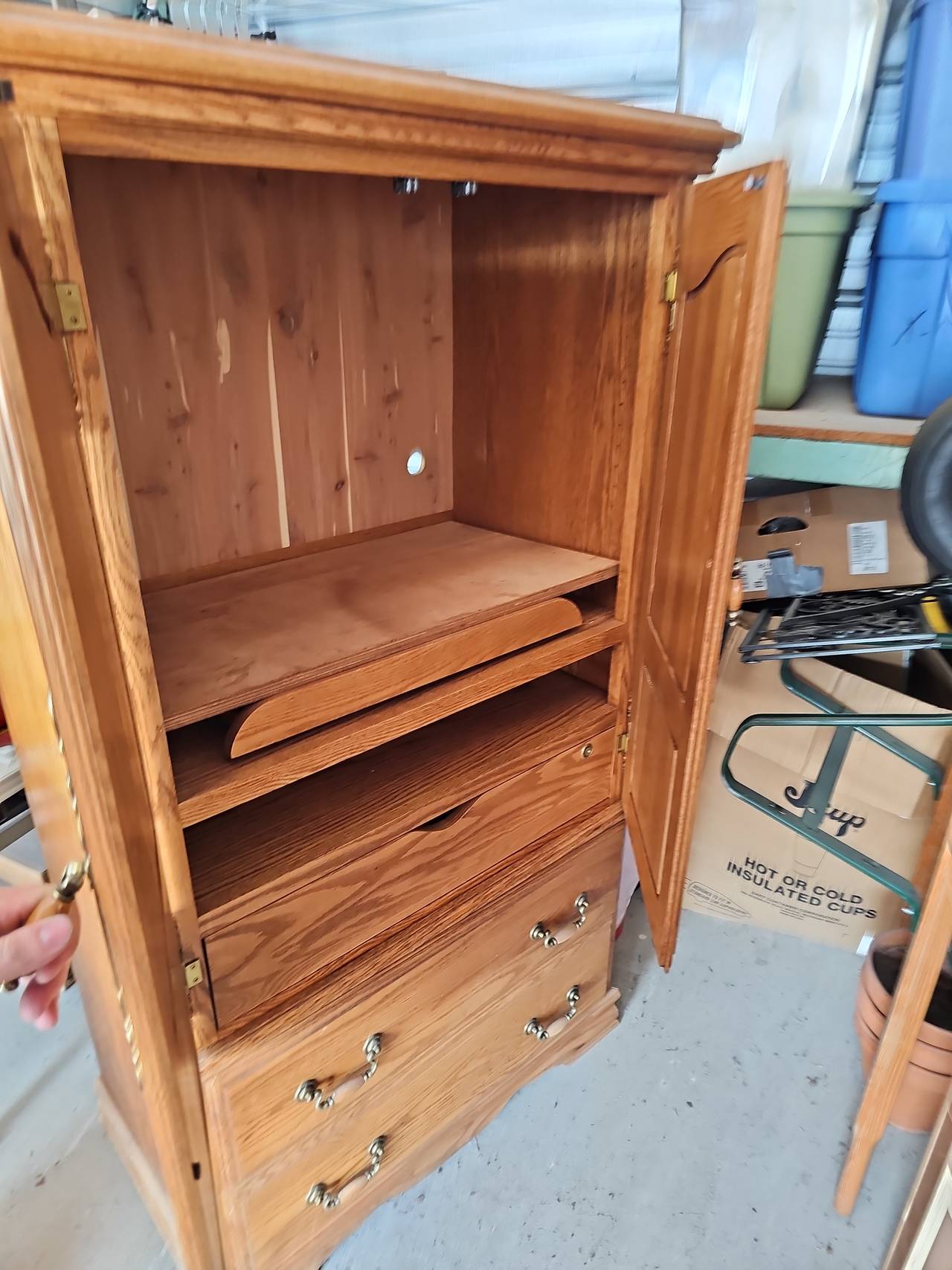 Traditional Oak Wood Armoire Wardrobe
