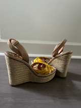 BCBGeneration Yellow Patent Wedge Sandals 6.5 - Image 2