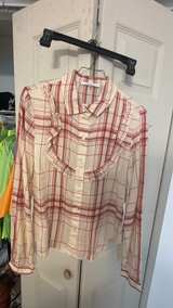FRAME Plaid Ruffle Front Button Down Shirt - Image 5