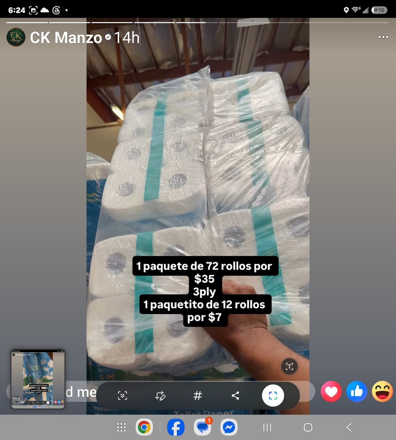 $35 3-Ply Toilet Paper Bulk  72 rolls