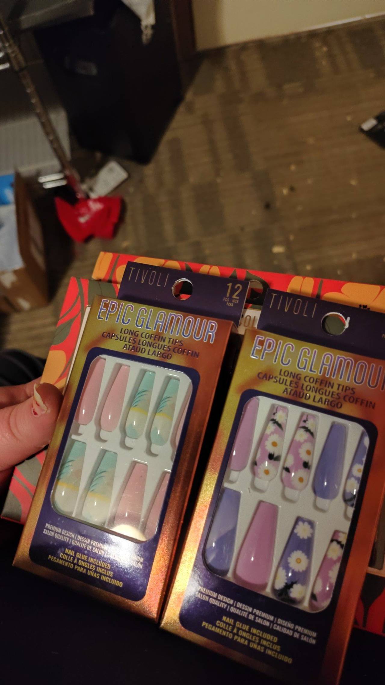 Tivoli Epic Glamour Long Coffin Press-On Nails