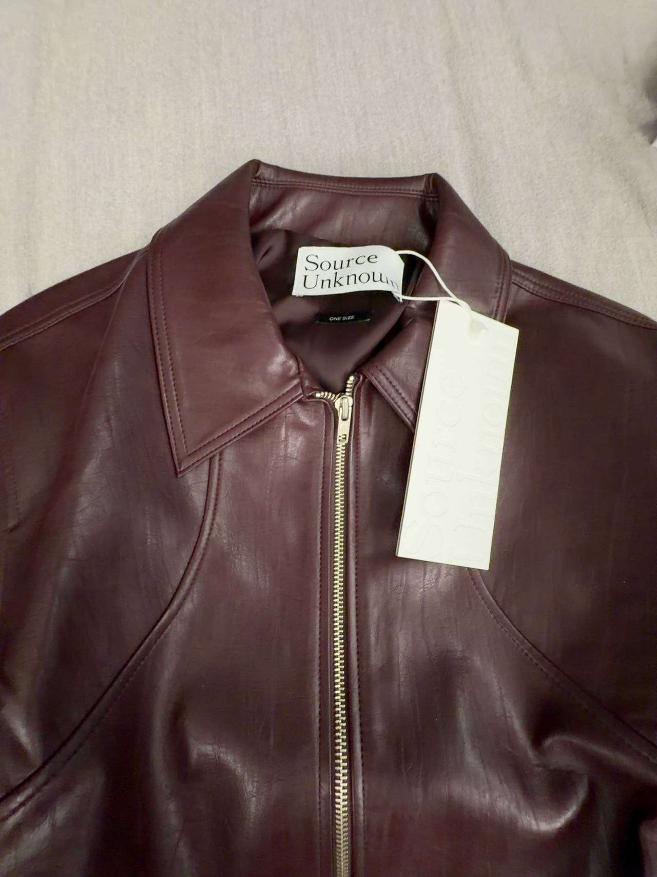 Ennio Faux-Leather Bomber Jacket Mahogany