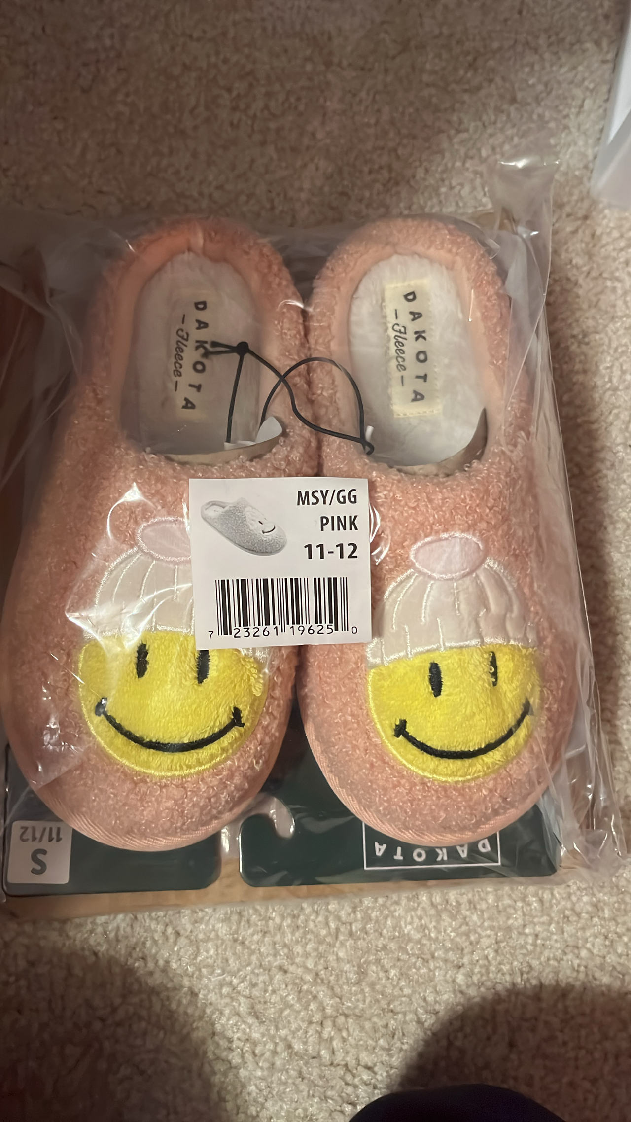 Dakota Fleece Smiley Face Slippers 11/12c kids