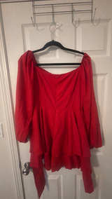 Red Off-Shoulder Long Sleeve Dress - Image 2