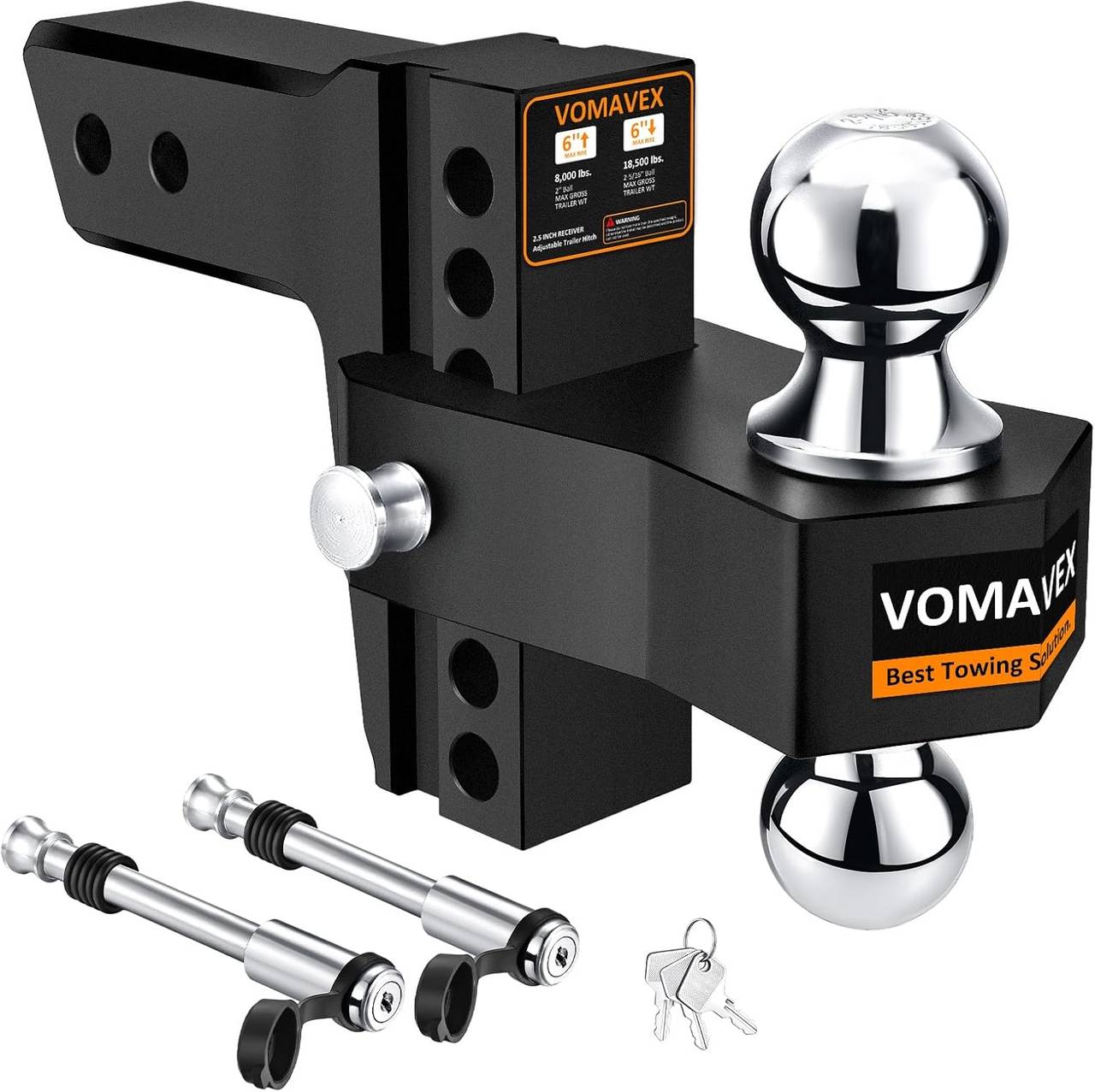 VOMAVEX 6" Drop Adjustable Trailer Hitch for 2.5" Receiver