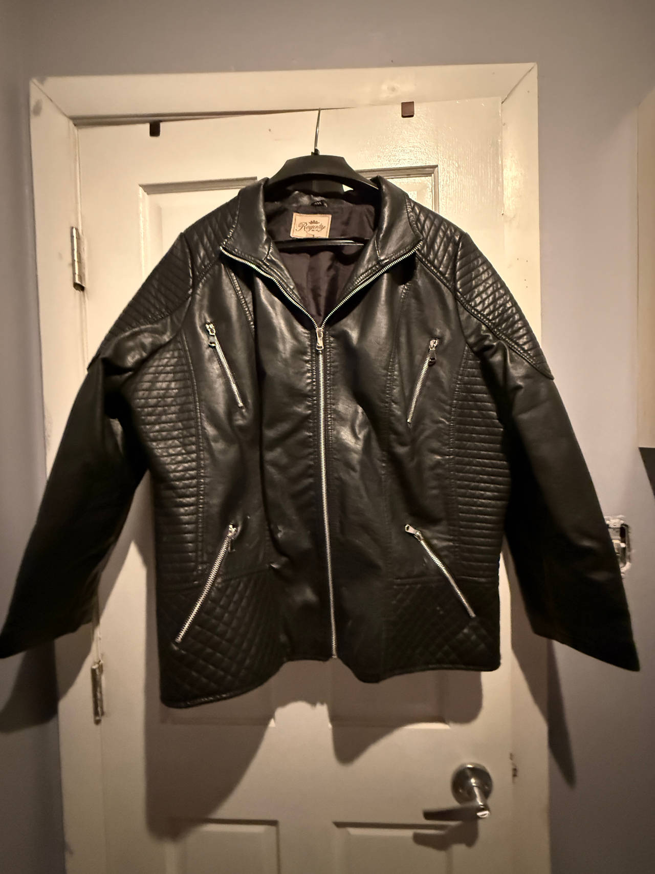 Black Faux Leather Moto Jacket GENTLY USED SIZE 2X
