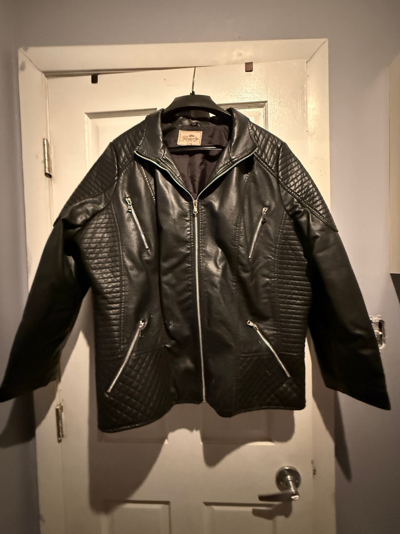 Black Faux Leather Moto Jacket GENTLY USED SIZE 2X