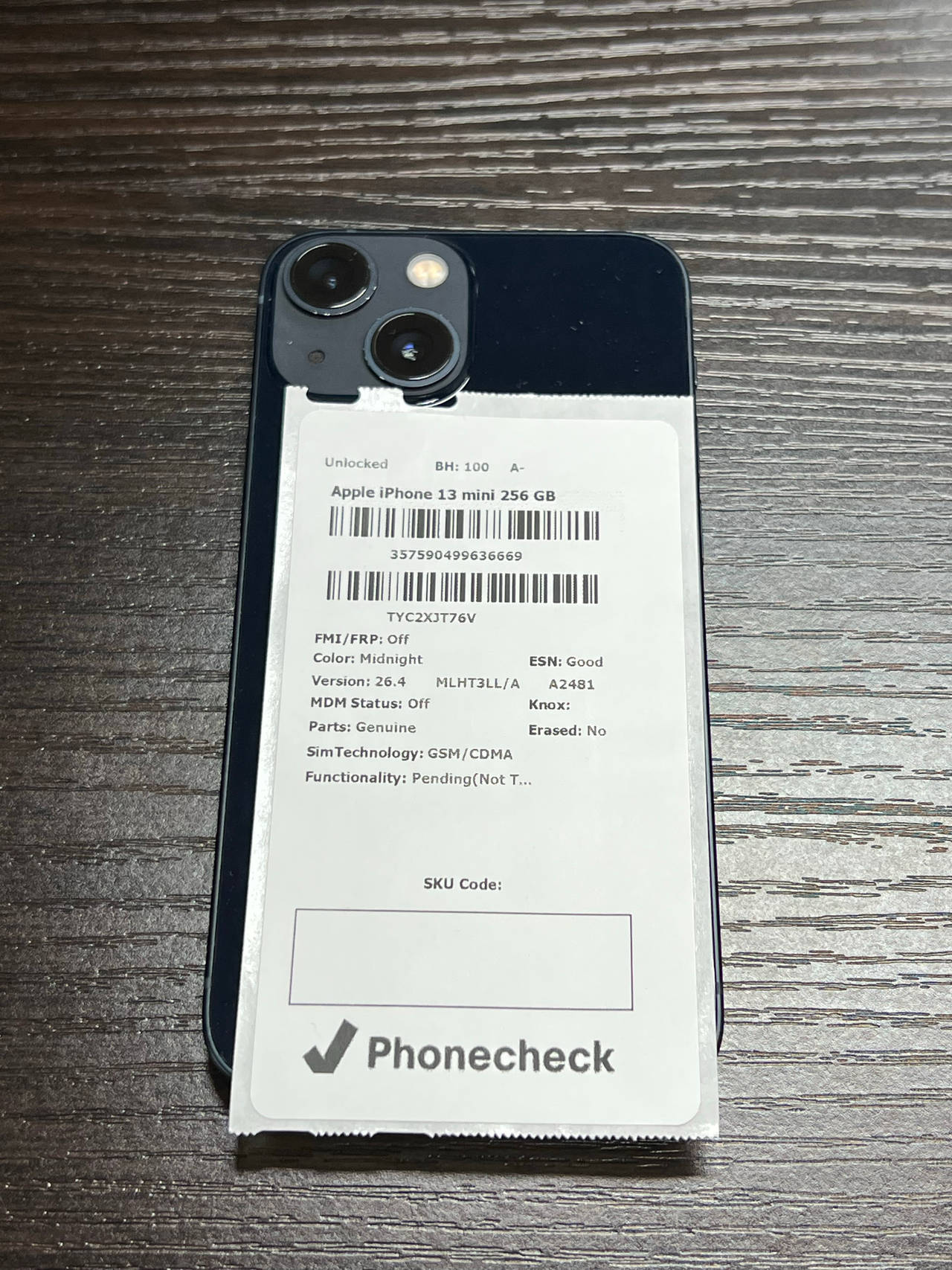 Apple iPhone 13 mini 256GB Midnight Unlocked - 100% Battery Health